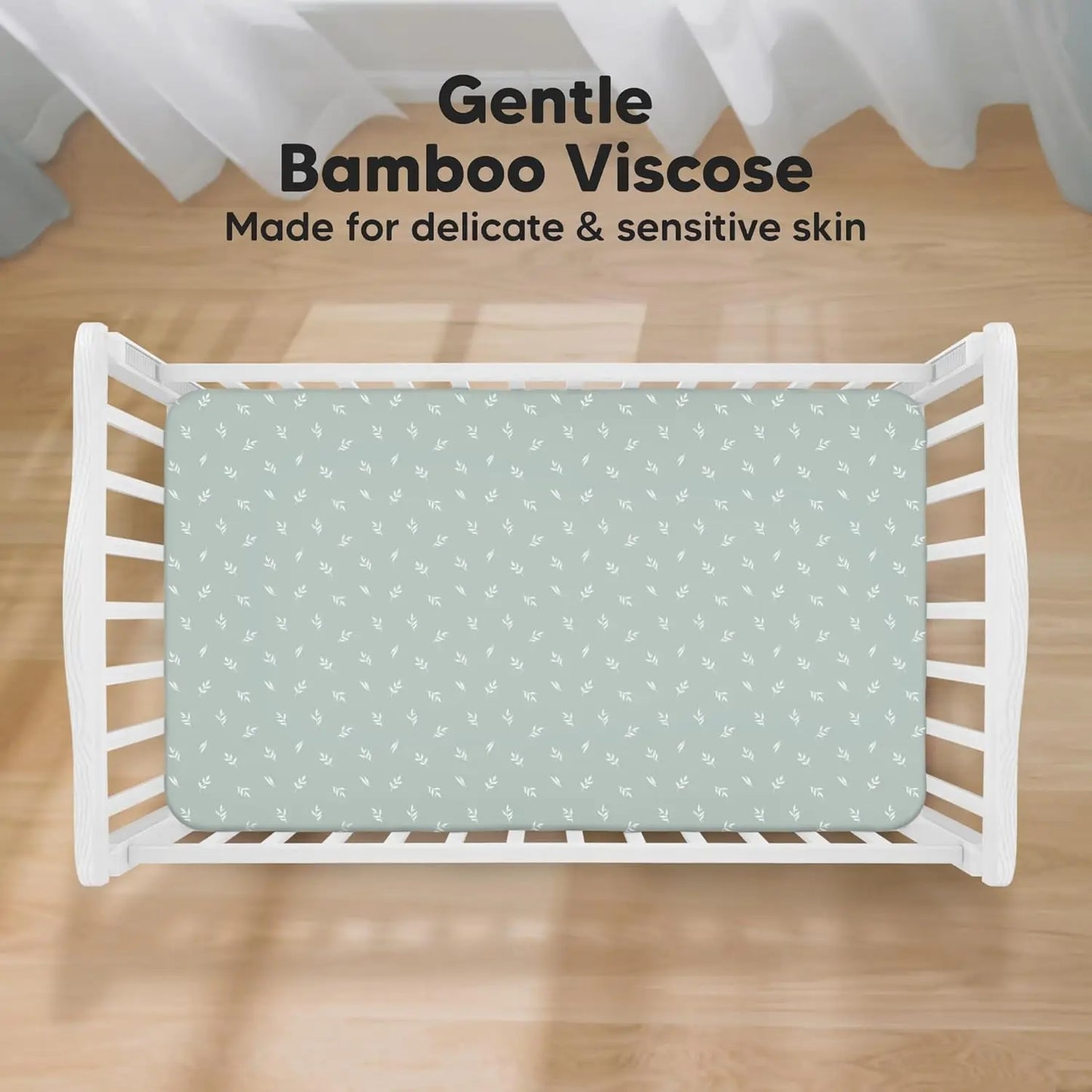 2-Pack Bamboo Viscose Fitted Crib Sheets for Standard Baby Beds, Soft & Cozy Neutral Design