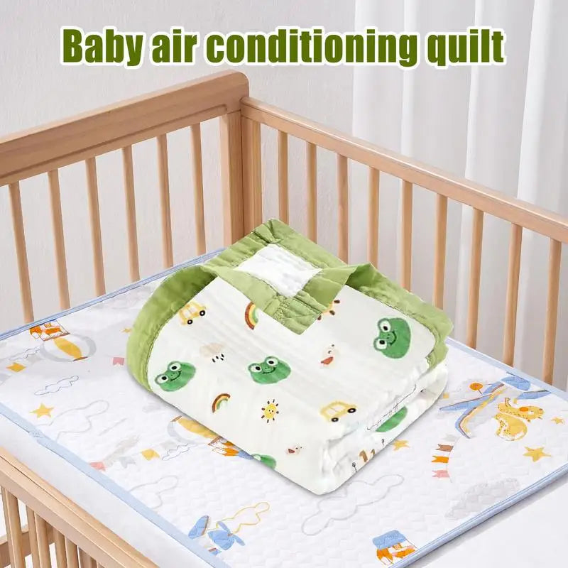 Muslin Blanket Crib Blankets For Toddler Breathable Lightweight Air Conditioning Quilt Cartoon Patterns Soft Fabric For Playtime