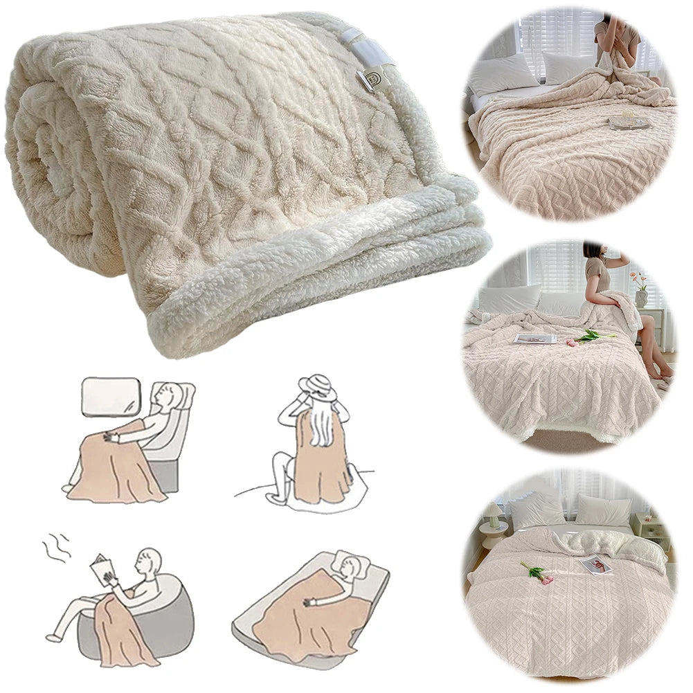 Lamb Fleece Throw Blanket Comfortable Home Warm Sofa Blanket Double Layer Thick Lamb Wool Sleeping Blanket Super Soft Warm Quilt