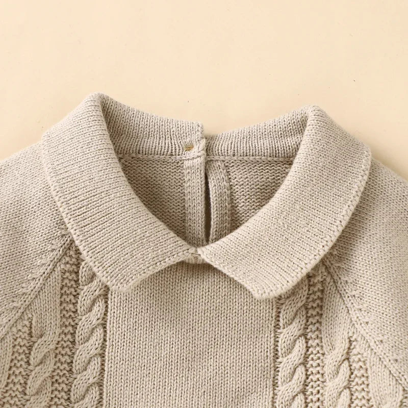 Autumn Winter Baby Knitted Hooded Rompers 0-18m, Long Sleeve Warm Jumpsuits for Infant Toddler Boys & Girls