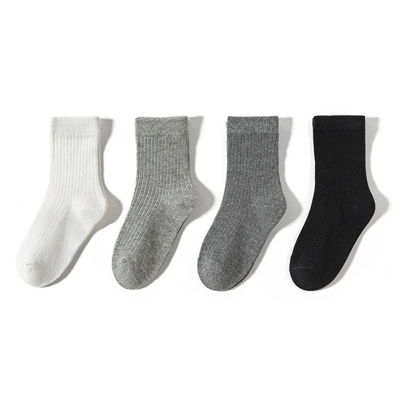 4/8 Pairs Lot Kid Sock for Girls Boys 2025 New Children Infant Colorful Rainbow Cotton Knitted Ankle Short Sock Fashion School