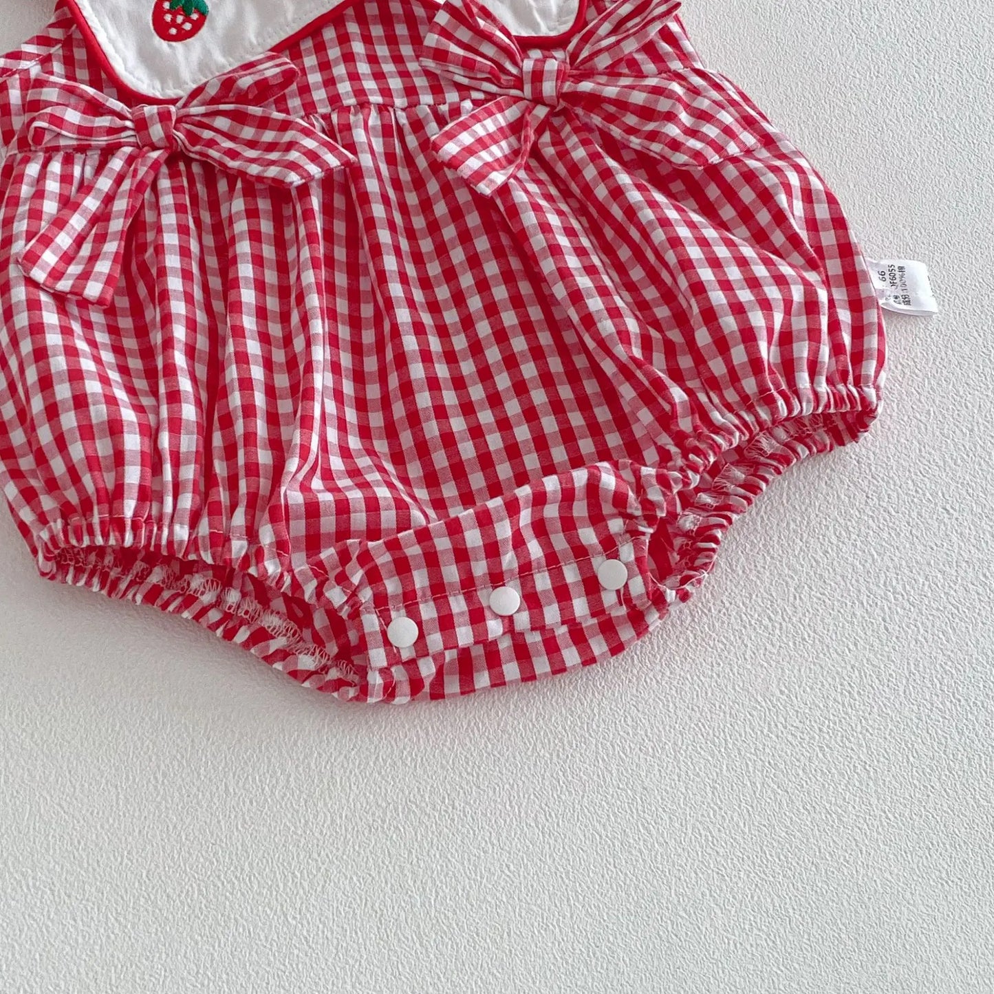 3M-2T Summer Korean Baby Clothing Strawberry Embroidery Girls Bodysuits Red Sleeveless Lace Collar Clothes for Newborns