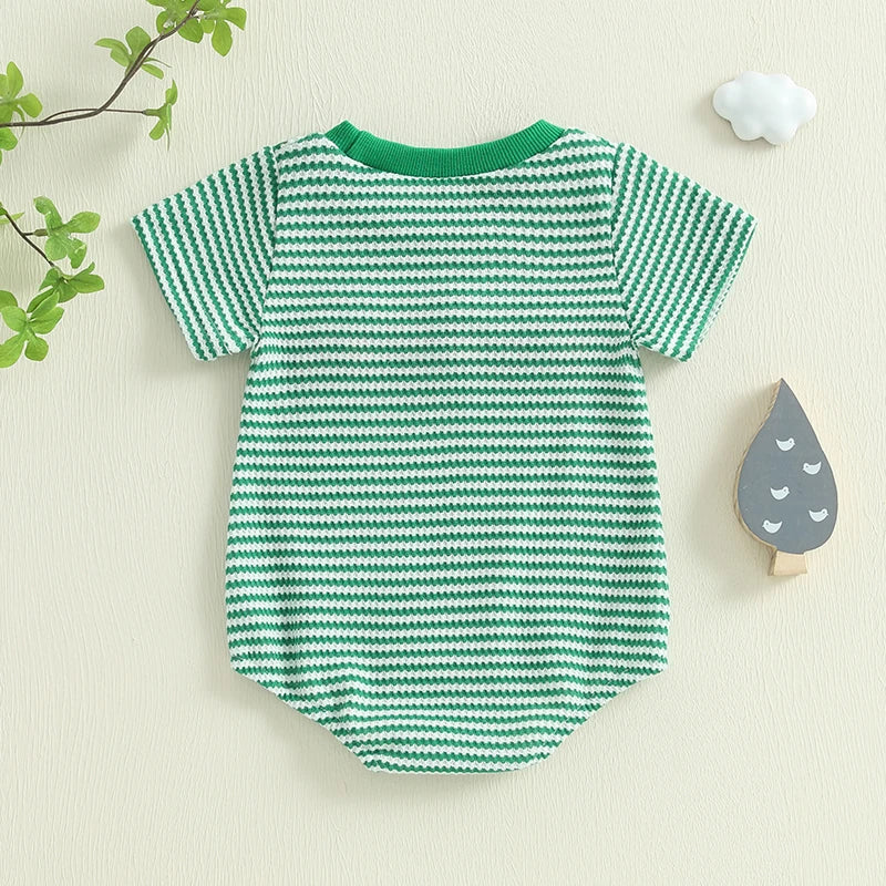 2024-12-04 Lioraitiin Summer Baby Girls Boys Rompers Waffle Truck Embroidery Stripe Short Sleeve Jumpsuits