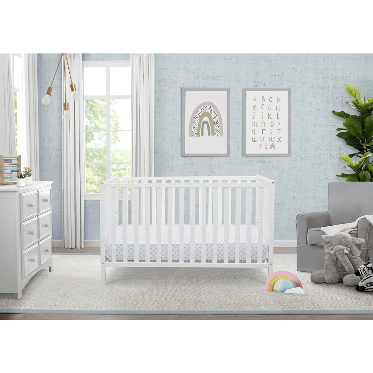 Children Heartland 4-in-1 Crib, Greenguard Gold Certified Convertible Baby Bed Bianca White