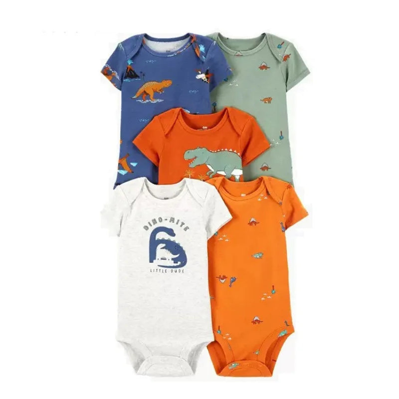 5PCS/Lot Baby Bodysuits Newborn Baby Boy Girl Clothes Fashion Short Sleeve 100% Cotton Baby Jumpsuit Summer Baby Clothing 0-24M