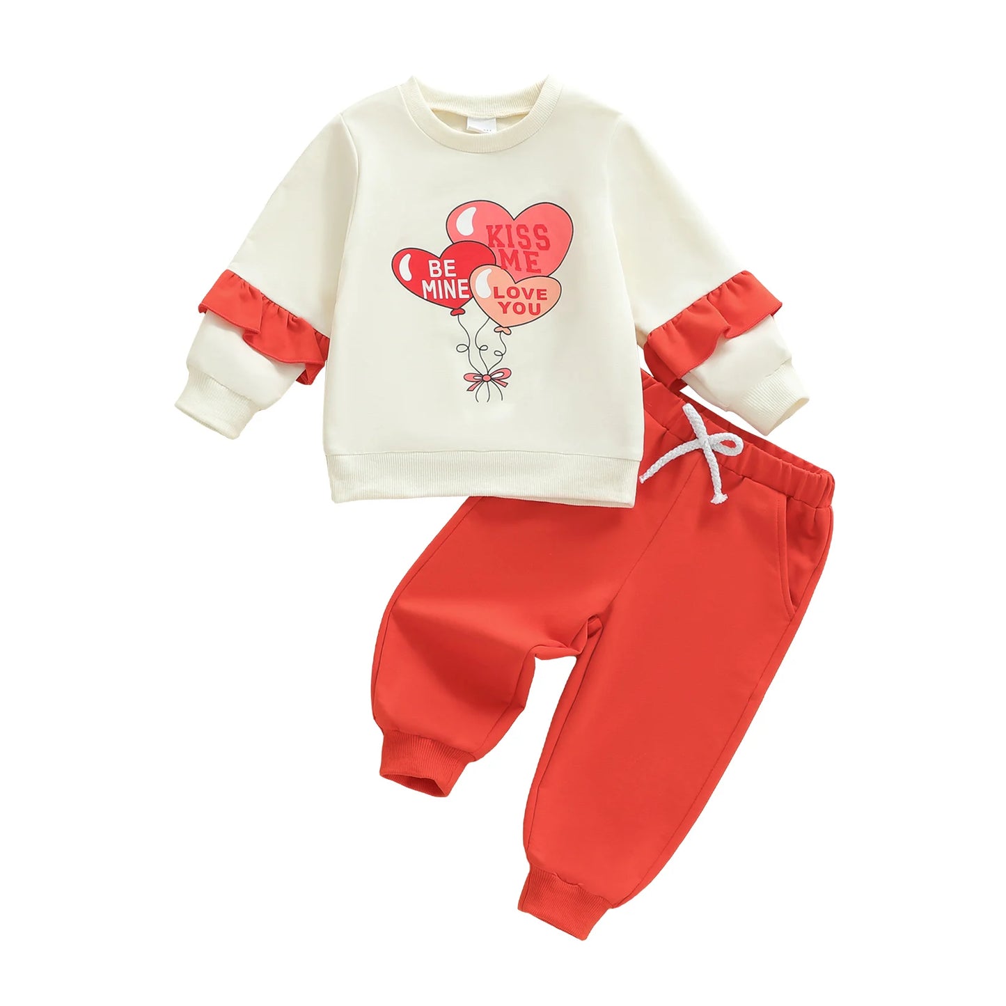 Toddler Girl Valentine s Day Clothes Set Long Sleeve Heart Print Sweatshirt Pants Outfit Baby Girl Clothing