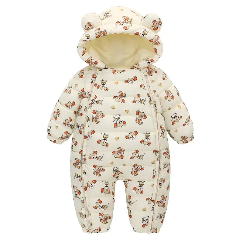 2025 Autumn Winter Baby Snowsuit - Hooded Plus Velvet Warm Rompers for Toddler Boys & Girls (0 - 5T)