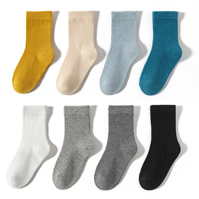 4/8 Pairs Lot Kid Sock for Girls Boys 2025 New Children Infant Colorful Rainbow Cotton Knitted Ankle Short Sock Fashion School