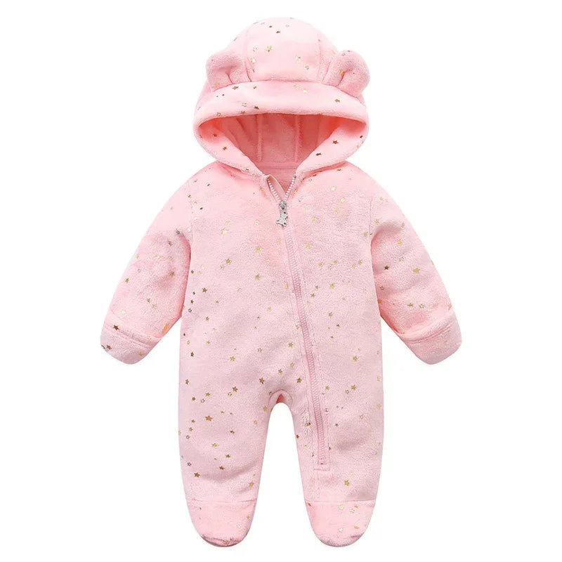 Soft Flannel Warm Baby Rompers - Autumn Winter Cartoon Bodysuit for Newborn Boys & Girls, 0-12M Infant Clothing