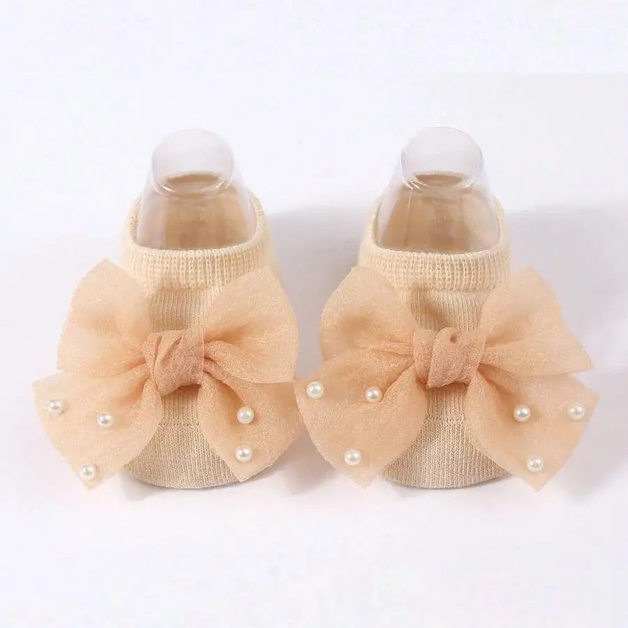 Soft Baby ulle Bow with Pearl Embellishments Socks  Ideal for Birthday & Photoshoot baby socks