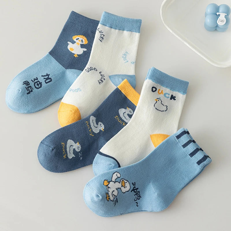 5 Pairs Kids Boys Girls Socks Children Baby Toddler Sport Socks School Students Spring Autumn Soft Cotton Fashion Mid Tube Socks