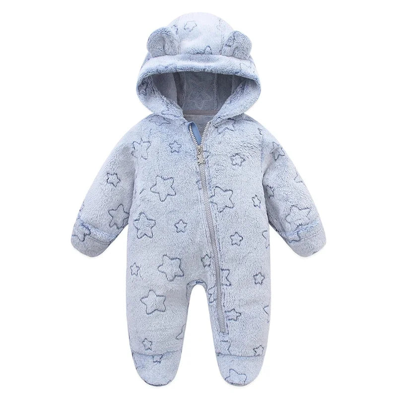 Soft Flannel Warm Baby Rompers - Autumn Winter Cartoon Bodysuit for Newborn Boys & Girls, 0-12M Infant Clothing