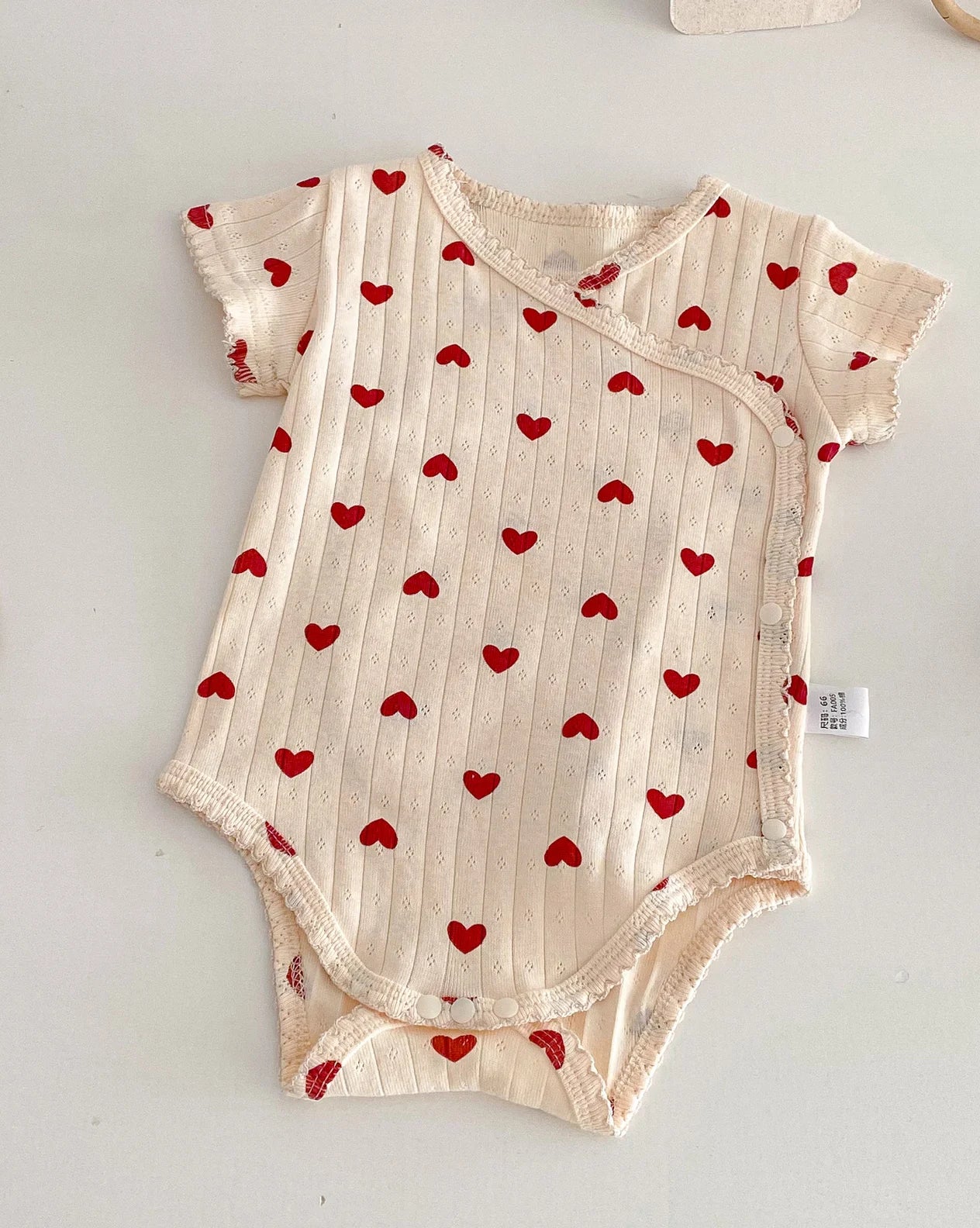 2026 Summer New Baby Clothes Cute Heart Print Toddler Girls Bodysuits Korean Style Baby One Piece