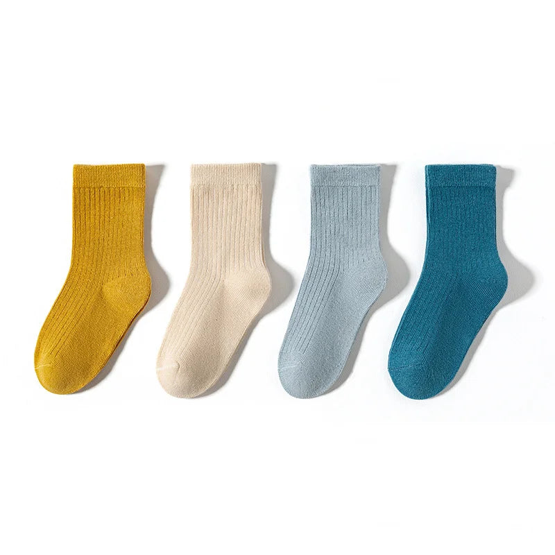 4/8 Pairs Lot Kid Sock for Girls Boys 2025 New Children Infant Colorful Rainbow Cotton Knitted Ankle Short Sock Fashion School