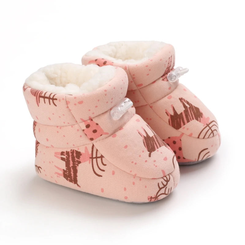 Winter Baby Boots Cartoon Soft Sole Anti-Slip Warm Toddler Shoes Boys Girls Cute Infant Walking Booties"