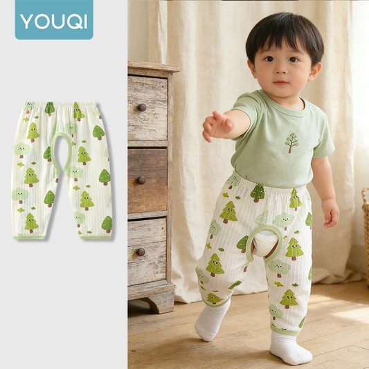 【Youqi】Chinese 0-2 Years Old Baby Pants Summer Open-Crotch Pants for Babies, Class a Pure Cotton Long Pants, Children's Seamless Leggings