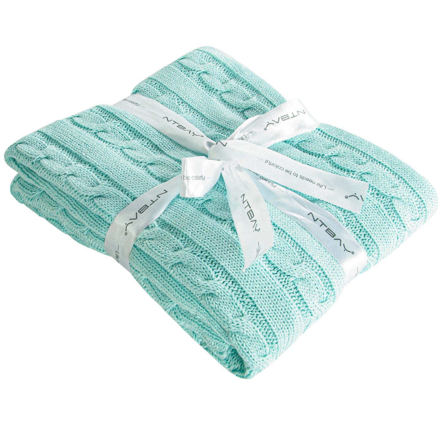 Ntbay 100% Cotton Cable Knit Toddler Blanket, Soft Warm Unisex Baby Blanket for Crib