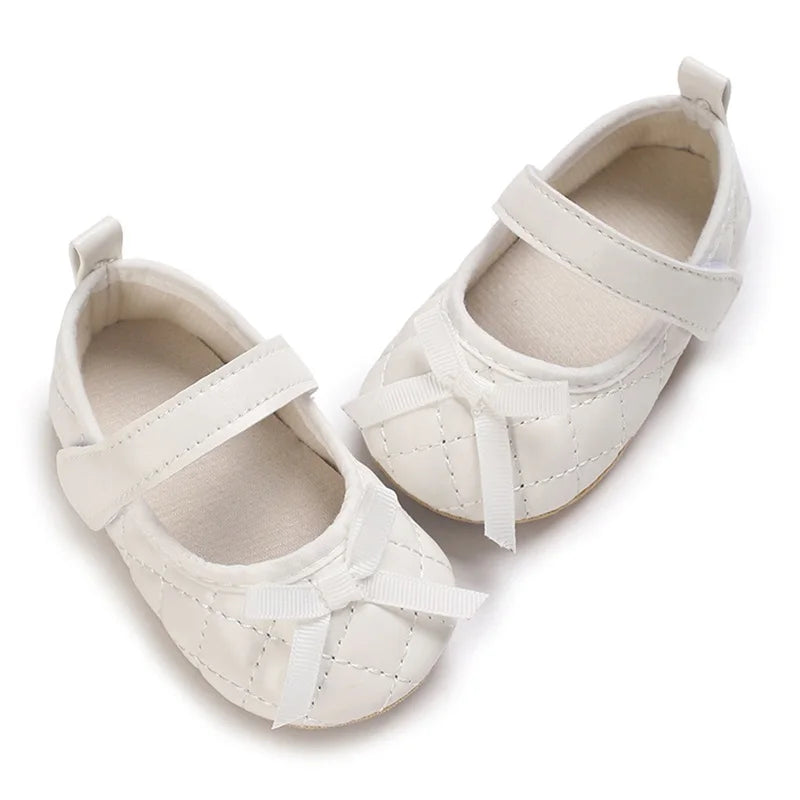 Infant Girls Sparkly Mary Jane Shoes Shiny PU Leather Bowknot Non-slip Sole First Steps Shoes for Baby Girls
