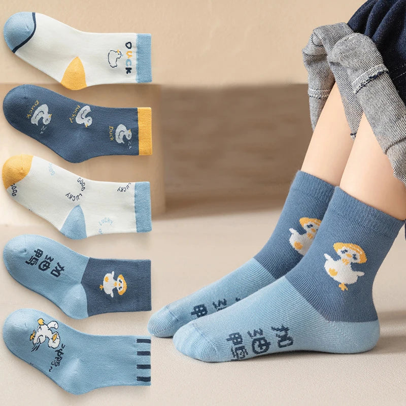 5 Pairs Kids Boys Girls Socks Children Baby Toddler Sport Socks School Students Spring Autumn Soft Cotton Fashion Mid Tube Socks