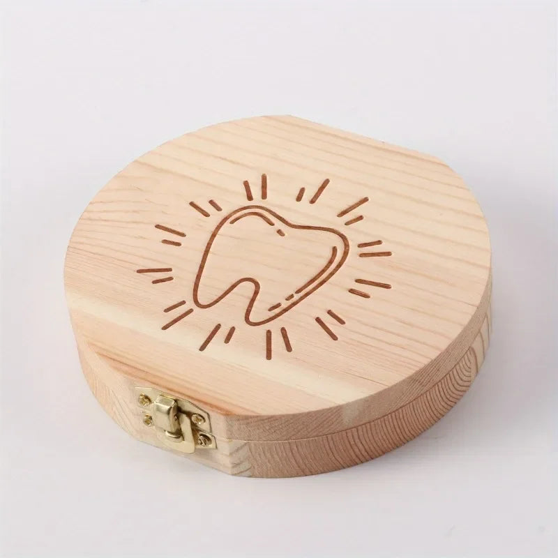 Wooden Baby Kids Tooth Storage Box Tooth Wood Box Organizer Milk Teeth Wood Storage Collecting Teeth Umbilical Cord Box