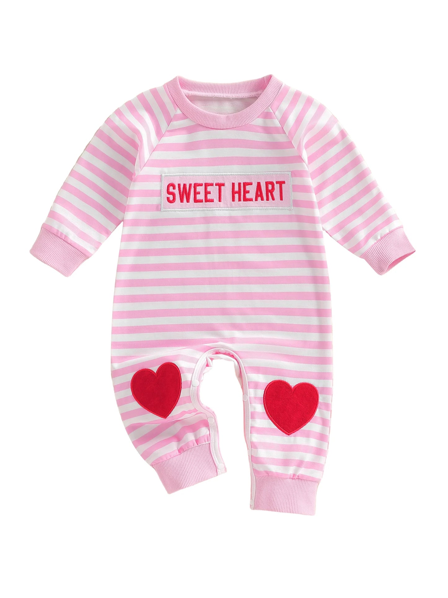 Infant Romper Stylish Long Sleeve Crew Neck Plaid Stripes Embroidered Jumpsuit for Baby Boys and Girls Cute Valentine s Day