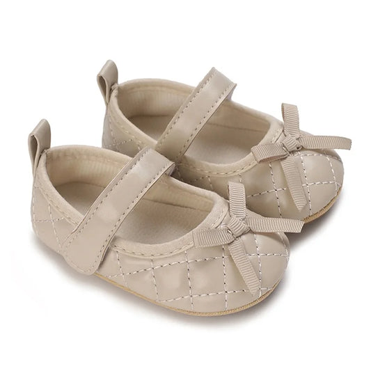 Infant Girls Sparkly Mary Jane Shoes Shiny PU Leather Bowknot Non-slip Sole First Steps Shoes for Baby Girls