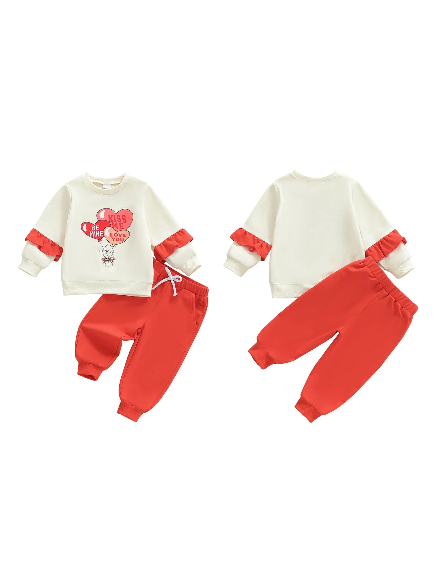 Toddler Girl Valentine s Day Clothes Set Long Sleeve Heart Print Sweatshirt Pants Outfit Baby Girl Clothing