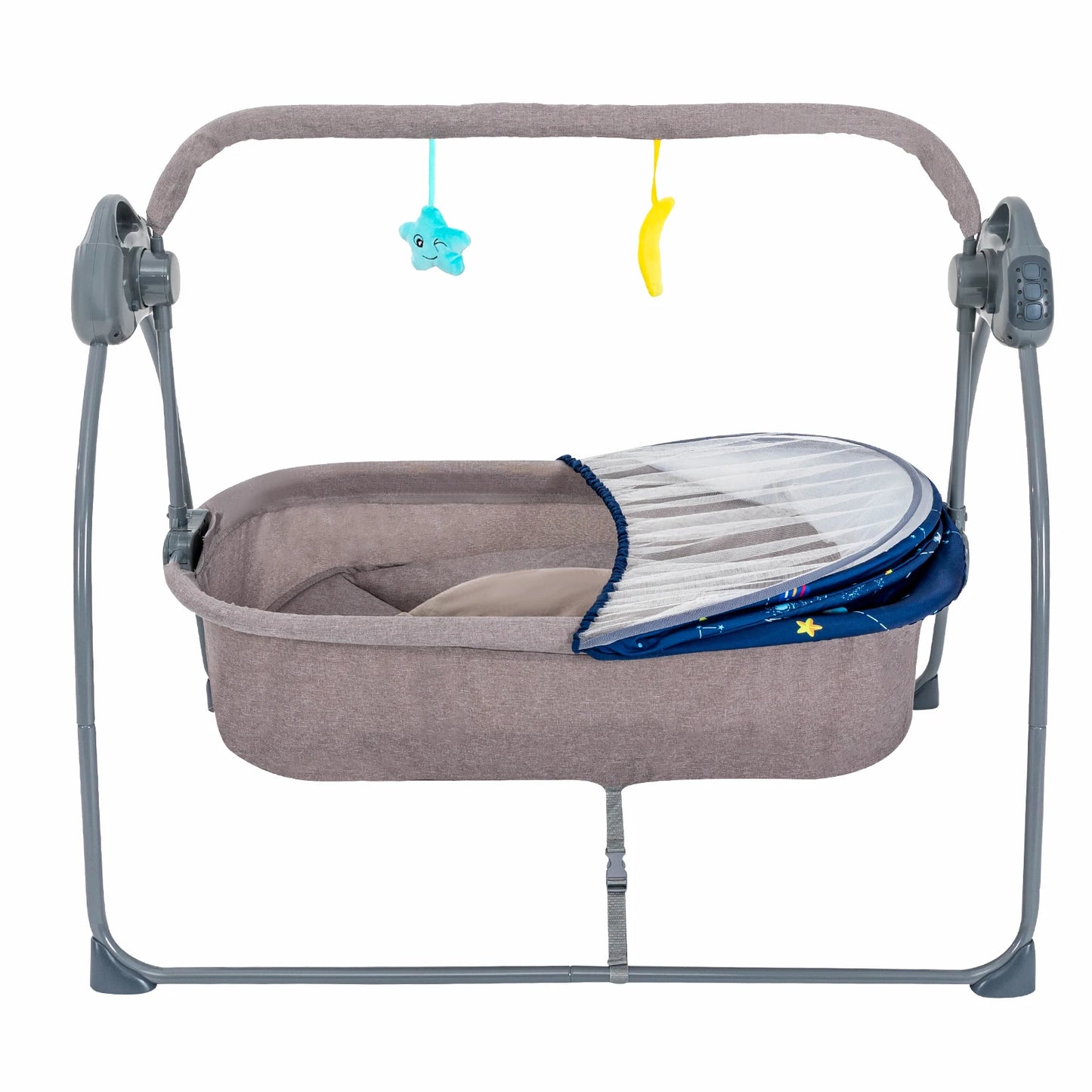 Baby Cradle Swing 5 Speeds Electric Stand Crib Auto Rocking Chair Bed with Remote Control for 0-18 Months Newborn Babies