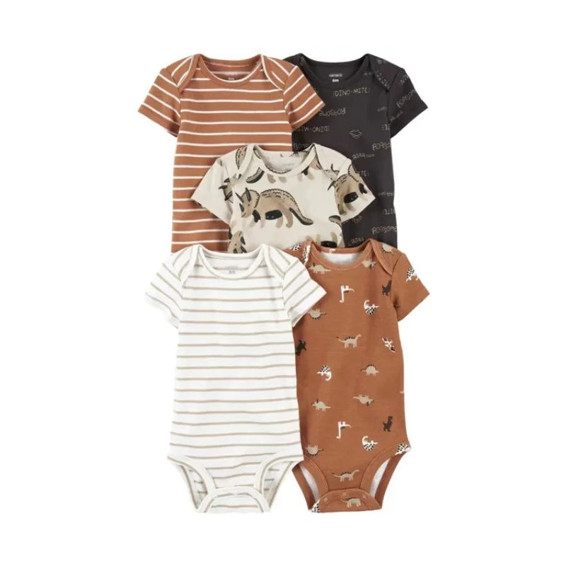 5PCS/Lot Baby Bodysuits Newborn Baby Boy Girl Clothes Fashion Short Sleeve 100% Cotton Baby Jumpsuit Summer Baby Clothing 0-24M