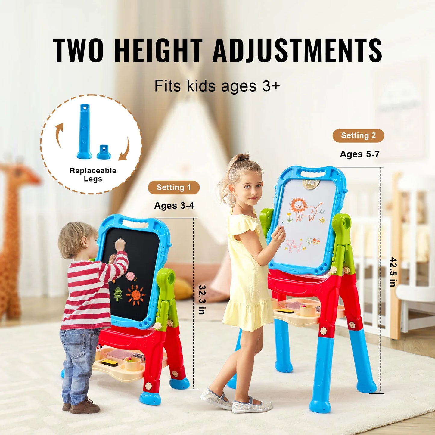 SucceBuy Children Magnetic Drawing Board Painting Art Easel with Chalkboard Wordpad Baby Color Graffiti Drawing Toys for Kids