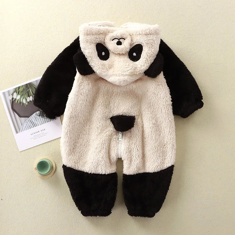 0-36months Baby Romper Newborn Winter Jumpsuit Overall Panda Animal Hooded Romper Keep Warm for Boy Girl Hallowe soft Pajamas