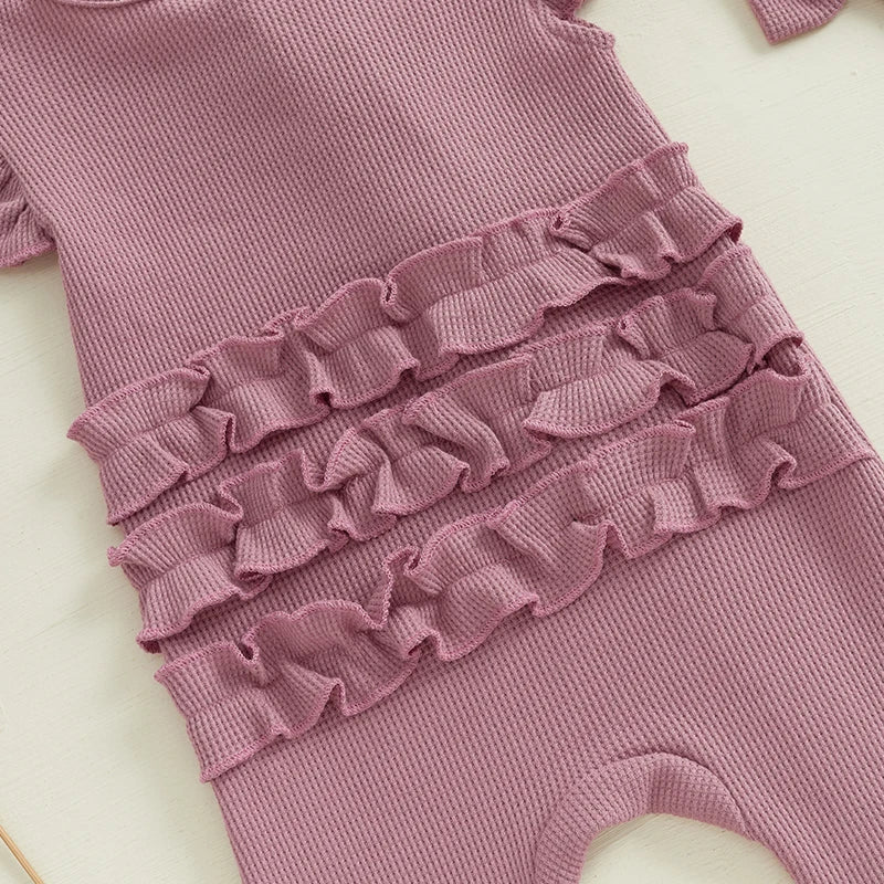 Toddler Girl 2-Piece Floral Print Romper with Matching Bow Headband Set Infant Summer Outfit Sleeveless Jumpsuit