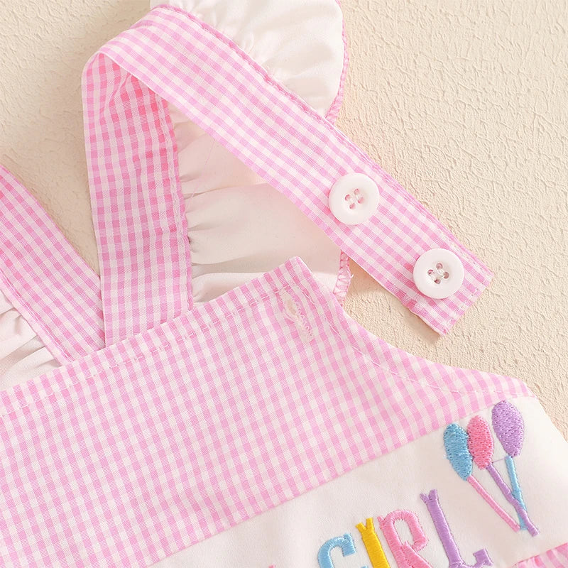 Toddler Girls Floral Print Sleeveless Rompers Birthday Outfit Ruffle Jumpsuits Bodysuits with Bow Headband Set