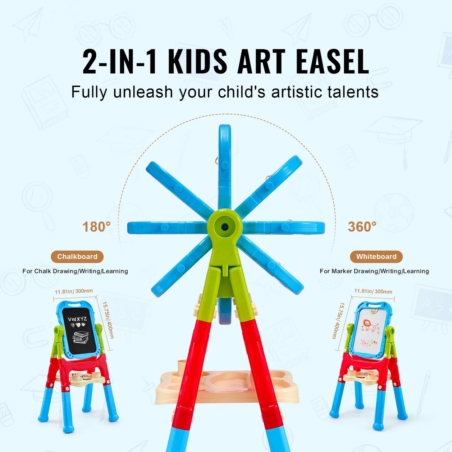 SucceBuy Children Magnetic Drawing Board Painting Art Easel with Chalkboard Wordpad Baby Color Graffiti Drawing Toys for Kids