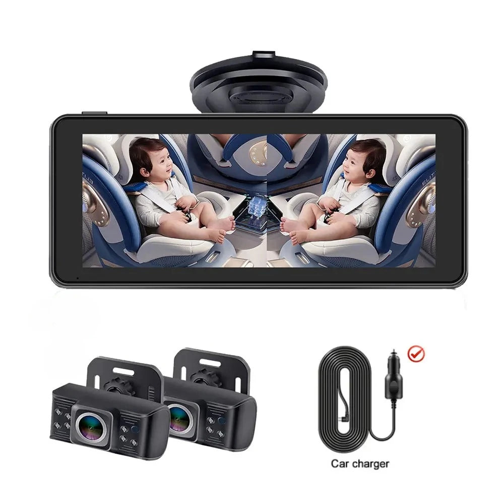 Car Baby Mirror Dual Channel Back Seat Baby Car Camera 1080P with Rear View Car Monitor 6.8'' IPS Screen Kids Pet Night Vision