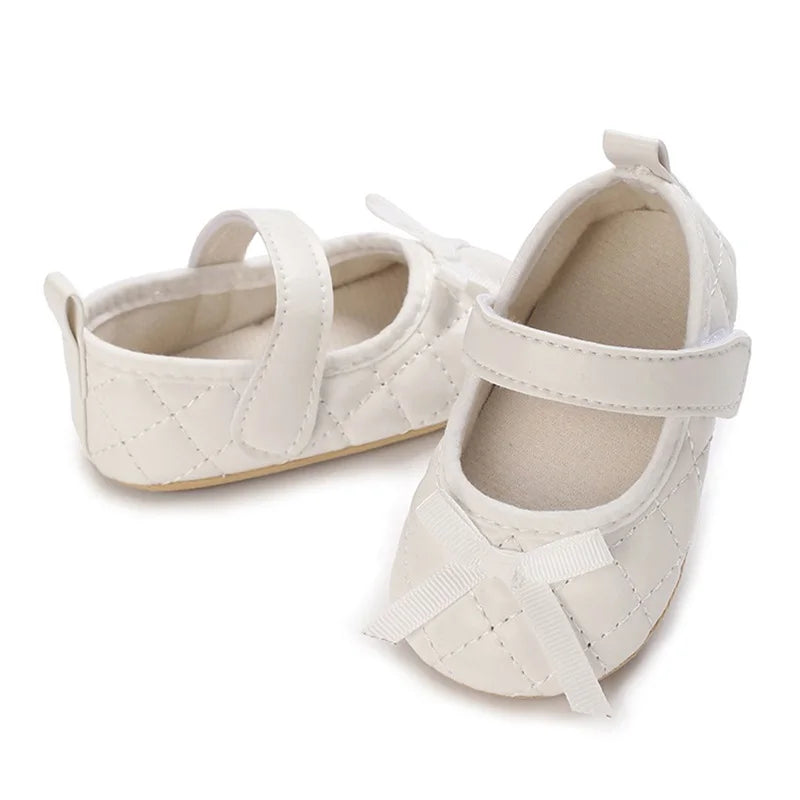 Infant Girls Sparkly Mary Jane Shoes Shiny PU Leather Bowknot Non-slip Sole First Steps Shoes for Baby Girls