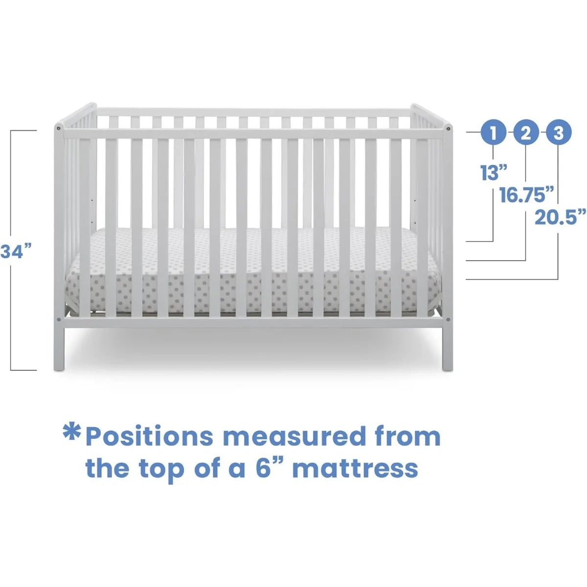 Children Heartland 4-in-1 Crib, Greenguard Gold Certified Convertible Baby Bed Bianca White