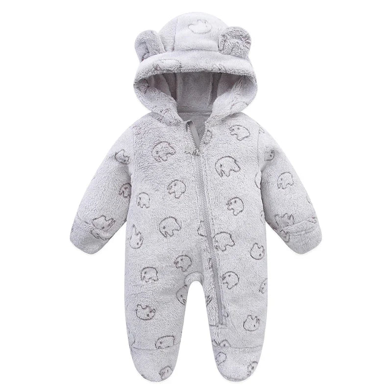 Soft Flannel Warm Baby Rompers - Autumn Winter Cartoon Bodysuit for Newborn Boys & Girls, 0-12M Infant Clothing