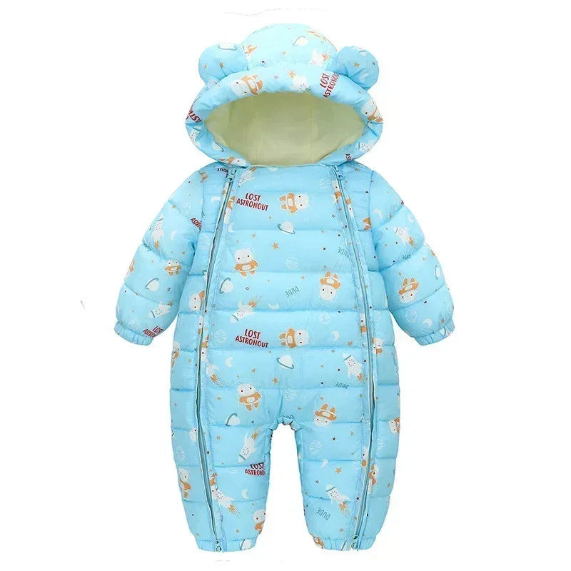 2025 Autumn Winter Baby Snowsuit - Hooded Plus Velvet Warm Rompers for Toddler Boys & Girls (0 - 5T)