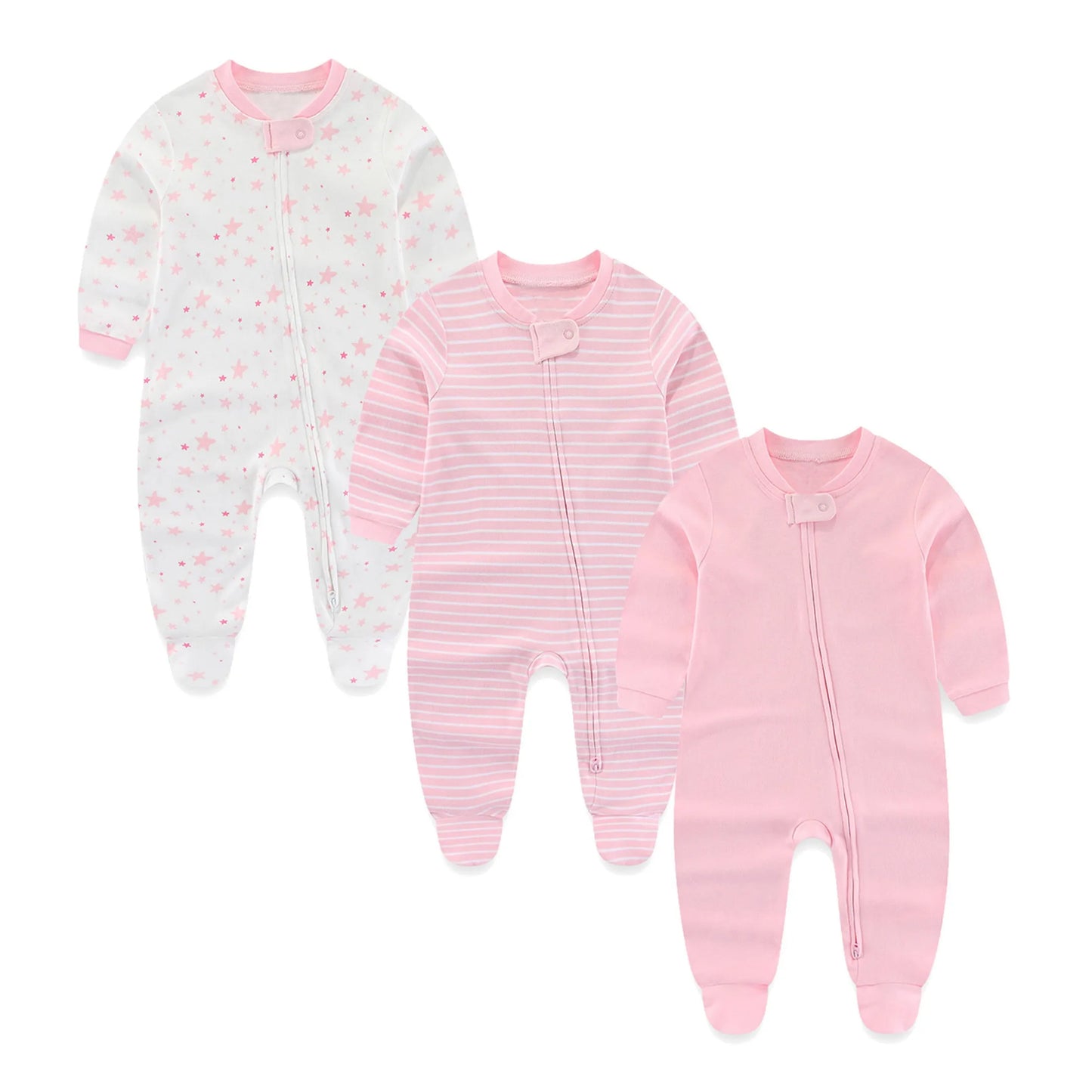 3 Pcs/lot Autumn Winter Solid Zipper Baby Boy Girl Rompers 100%Cotton Soft Newborn Clothes Baby Shower Gifts