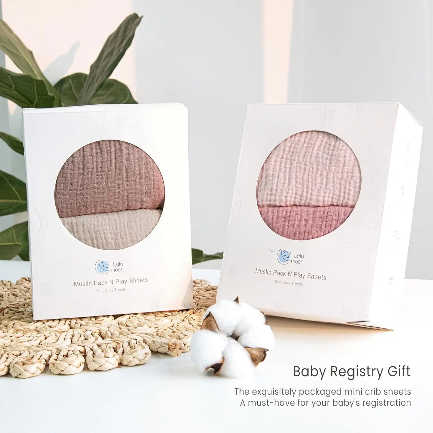 Soft Cotton Fitted Mini Crib Sheets for Boys and Girls, 2-Pack, Breathable and Easy Care