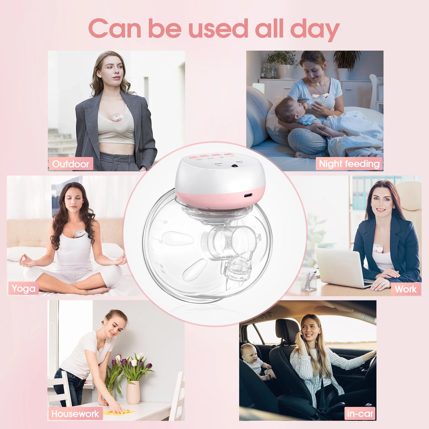 2 Pcs Electric Wearable Breast Pump Silent Milk Extractor Painless Automatic Milker Comfort Breastfeeding 1200mAh USB Chargable