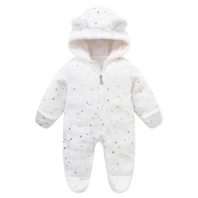 Soft Flannel Warm Baby Rompers - Autumn Winter Cartoon Bodysuit for Newborn Boys & Girls, 0-12M Infant Clothing