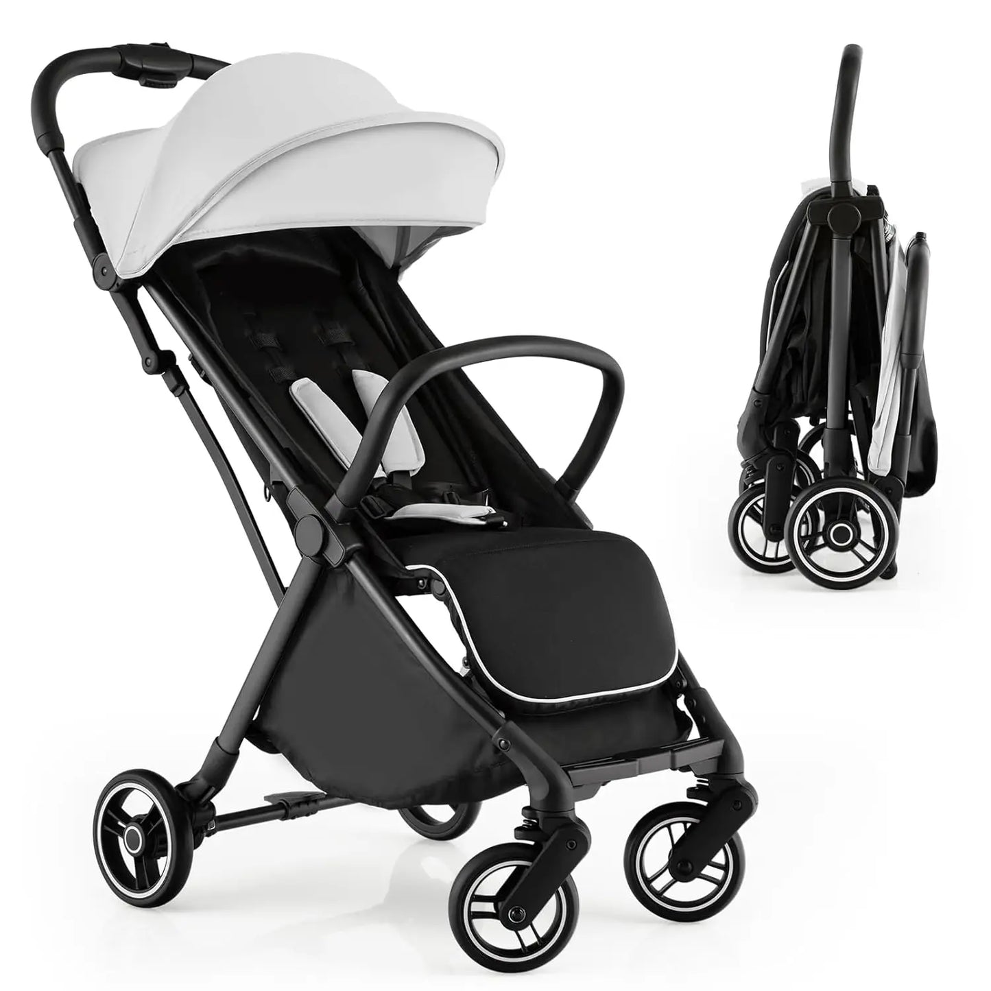 Lightweight Baby Stroller, Compact Travel for Airplane, Fits Airplane Cabin & Overhead, One-Hand Gravity Fold, Self-Standing
