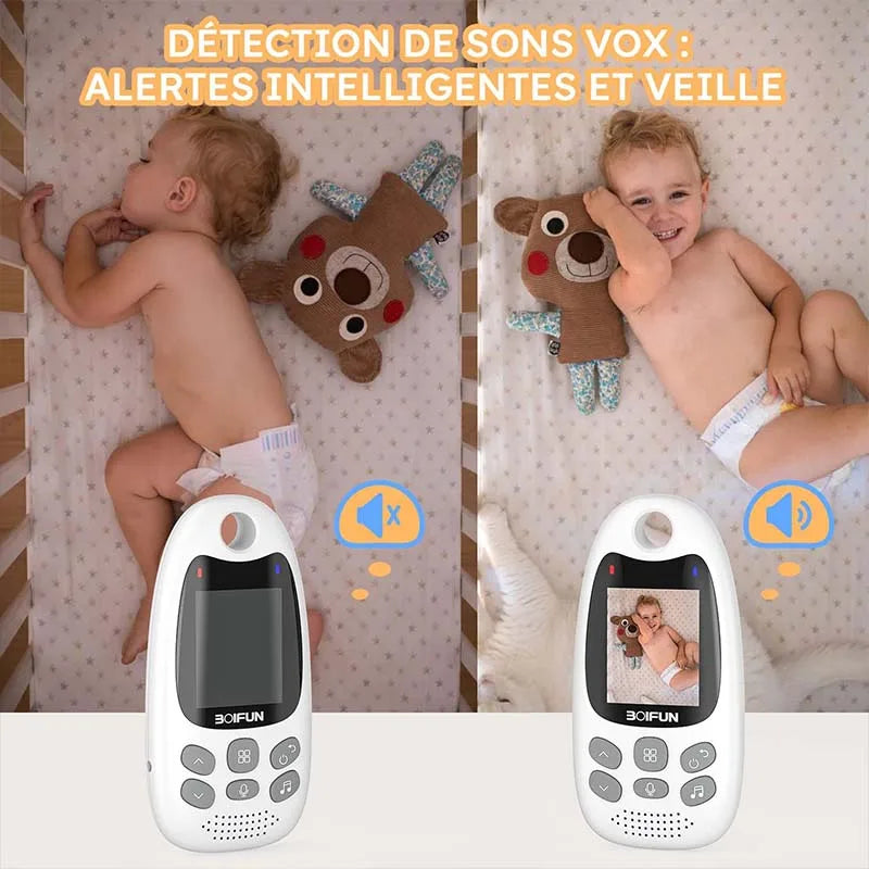 BOIFUN Baby Monitor with Camera Portable Vox Function Temperature Sensor Video 2.4 GHz Smart Standby 720p Bidirectional Voice