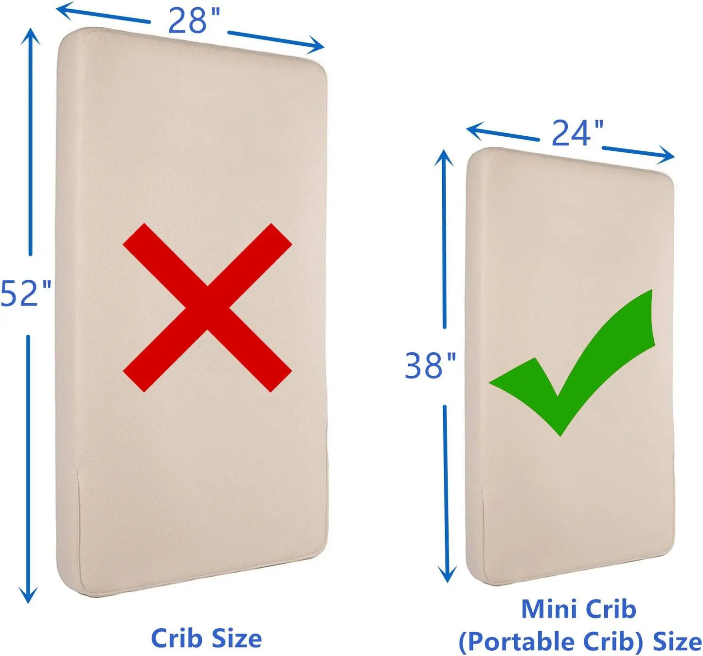 100% Natural Cotton Fitted Mini Crib Sheet 38" x 24" - Soft & Breathable for Pack N Play, Portable Crib, Boys & Girls