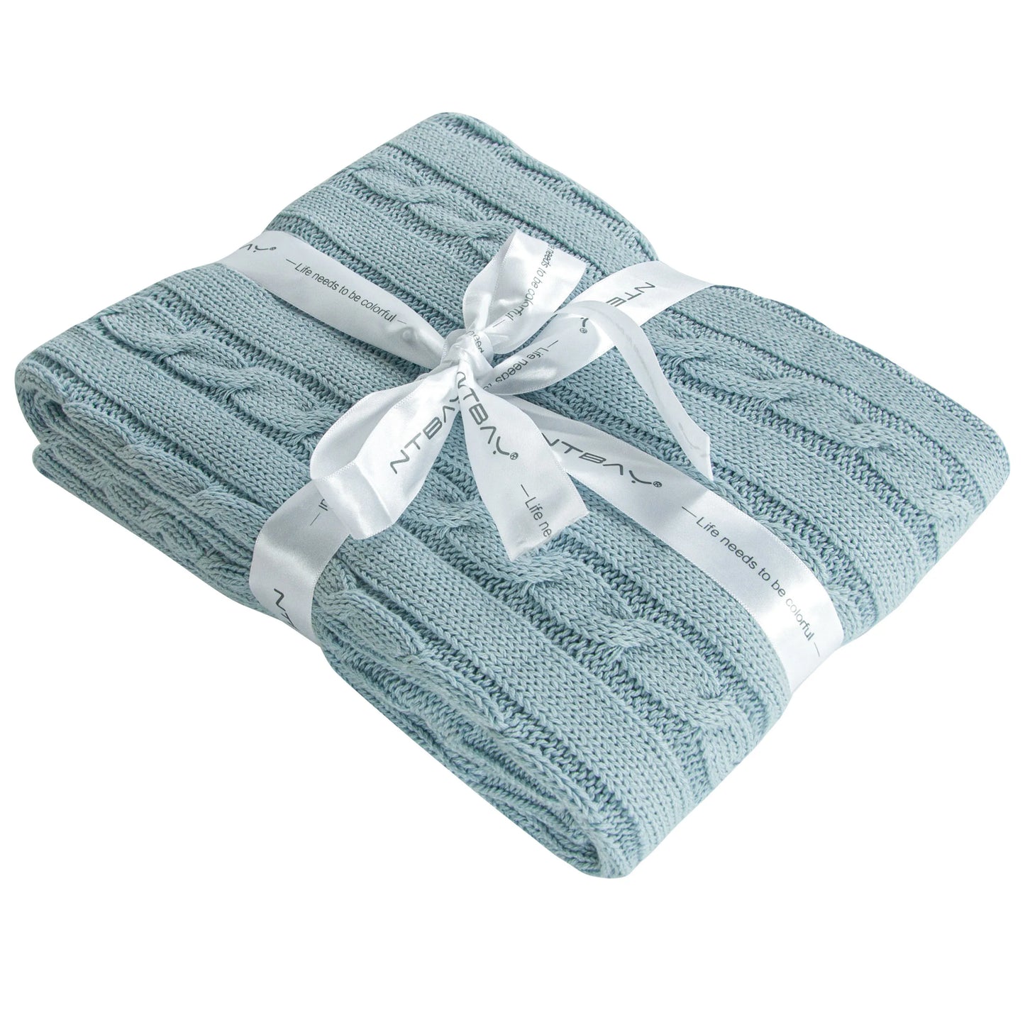Ntbay 100% Cotton Cable Knit Toddler Blanket, Soft Warm Unisex Baby Blanket for Crib